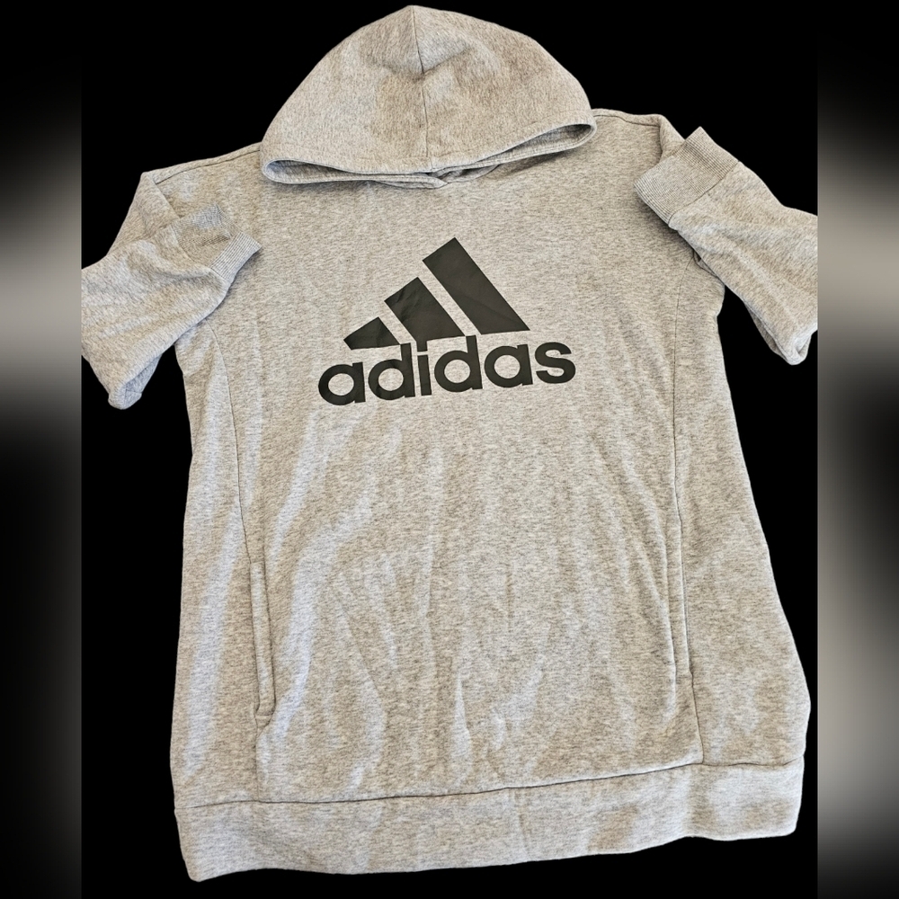 Adidas Women's Sweatshirt Essentials Relaxed Logo Hoodie Size Small Gray